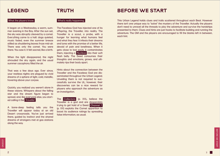 Inside spread for The Traveller - WIP